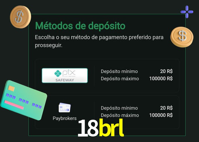 O cassino 18brl oferece uma grande variedade de métodos de pagamento